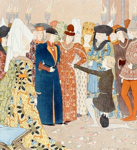 Joana d&39;Arc reconhece o rei Carlos VII escondido entre suas cortesãs em Chinon, em 25 de fevereiro de 1429, ilustração de "Jeanne d&39;Arc", c.1910